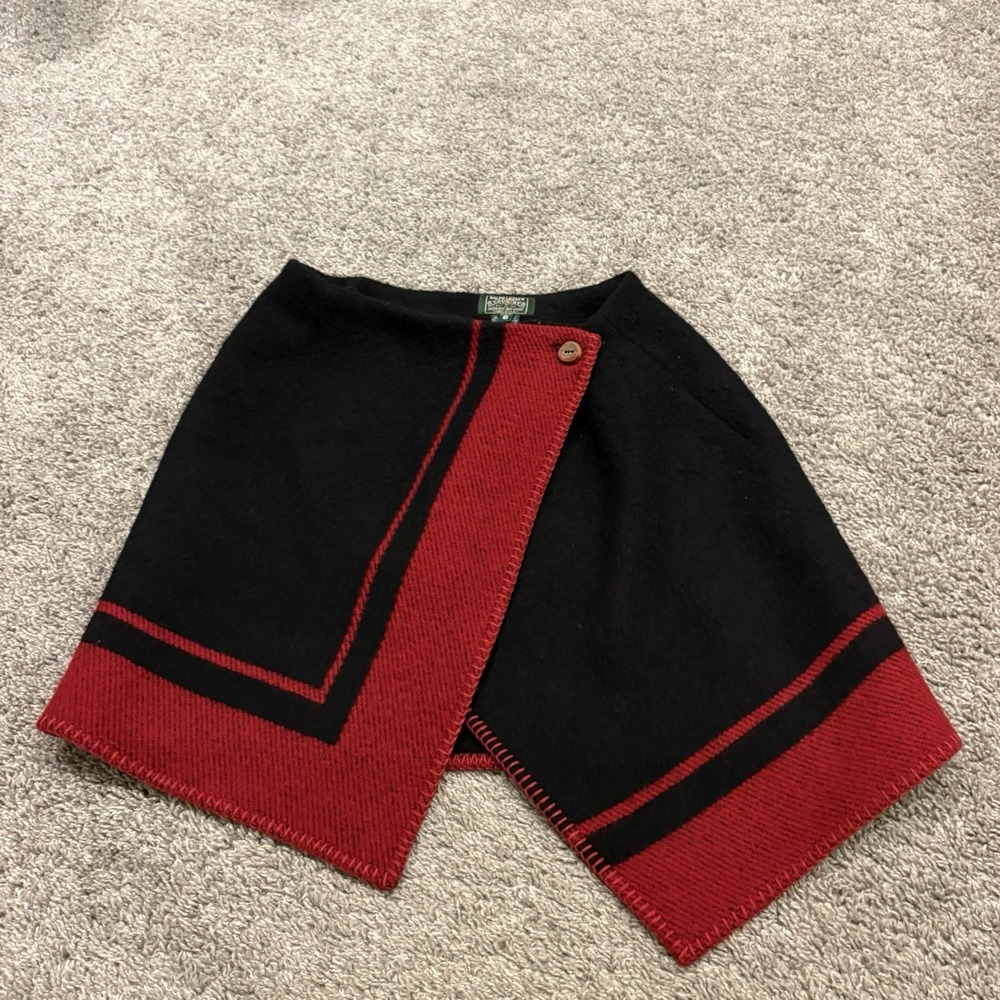NEW VTG Ralph Lauren Country Store Buffalo Wool Skirt Red Black Women's Size 6 - Picture 14 of 14